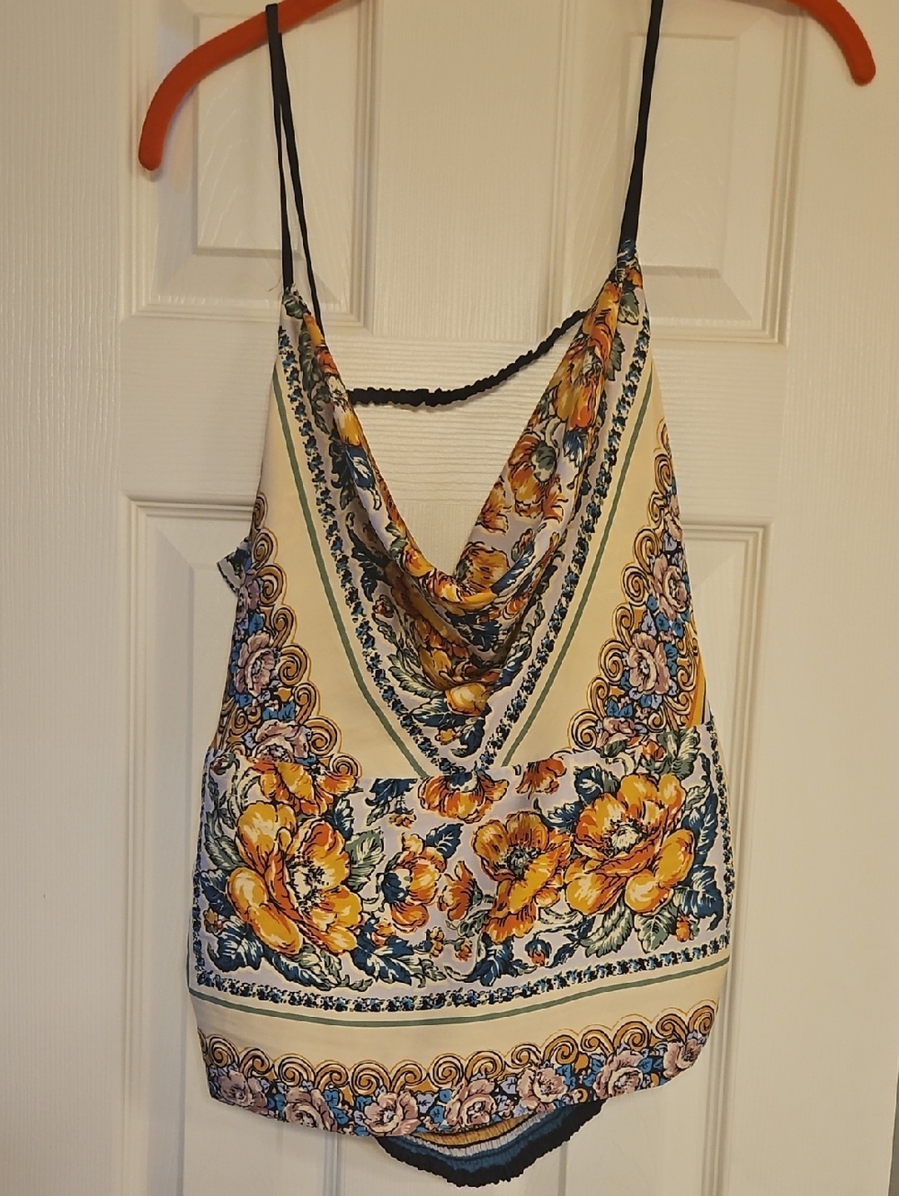 Anthropologie Multicolor Floral Smocked Top - Yellow, Blue & Cream